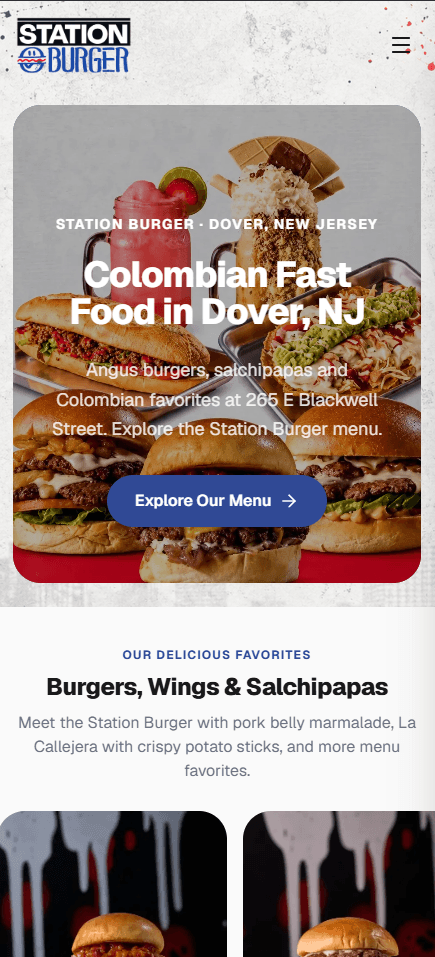 Station Burger mobile restaurant website powered by Talos